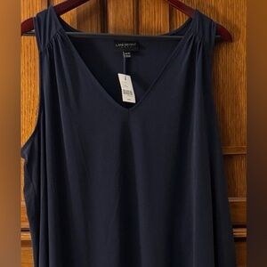 NWT Lane Bryant Shirred Gathered Sleeveless Swing V-neck Stretchy Tank Top 22/24